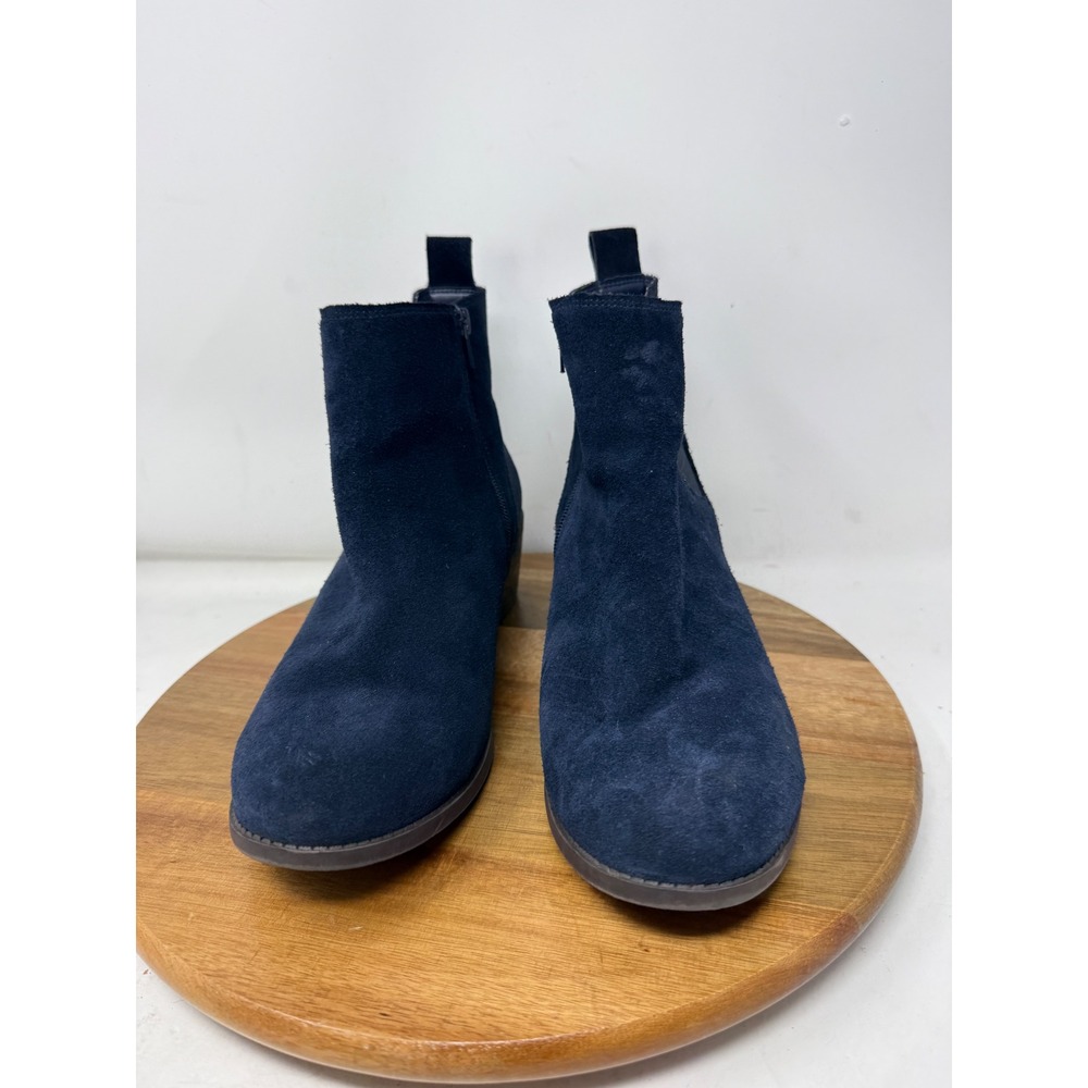 Vionic Roseland Navy Blue Suede Ankle Boots Womens 10 Wide Block Heel Zip Bootie - Picture 4 of 8